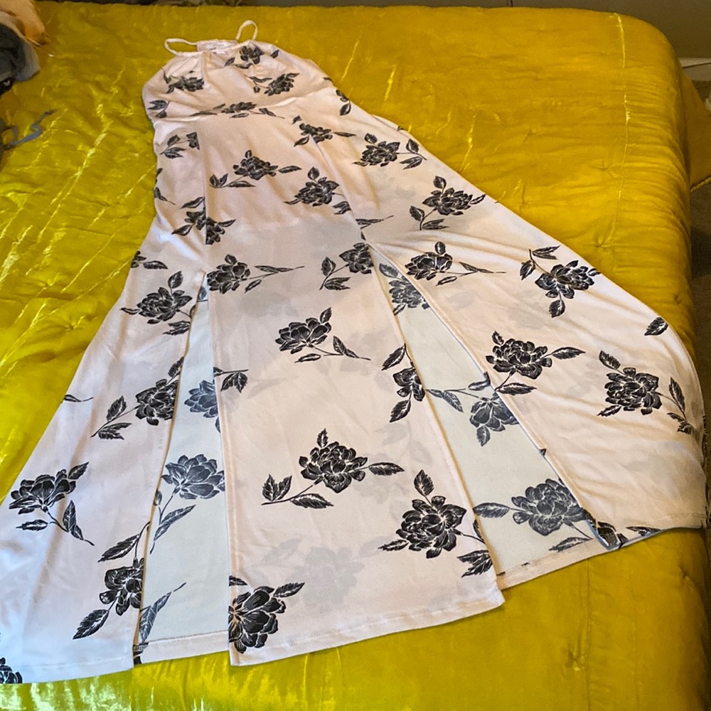 Pink Candie’s dress with Black flowers.